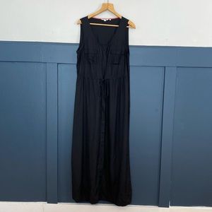 Gently used black Boden Silk Blend Button front Maxi Dress 14L